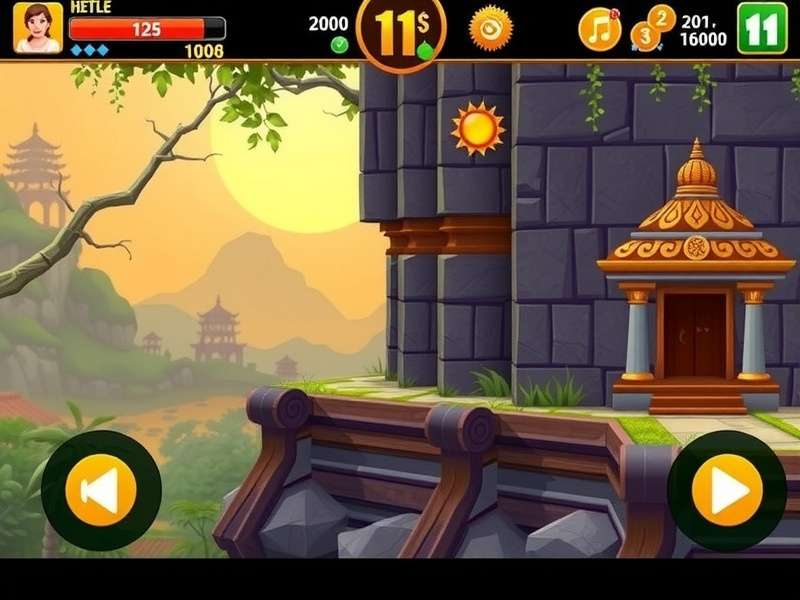 Temple Run gameplay screenshot showing character running through ancient ruins