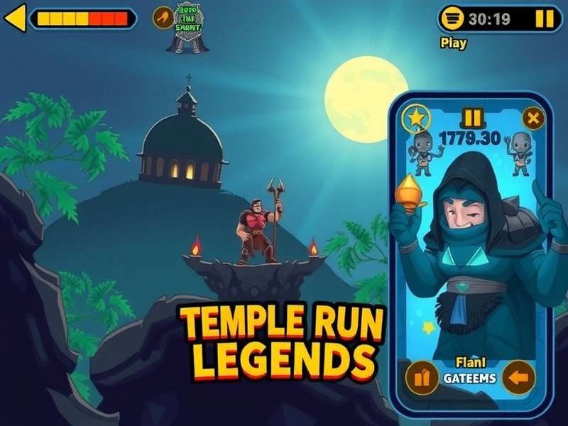 Temple Run Legends Game Cover Art showing adventurer running from demons