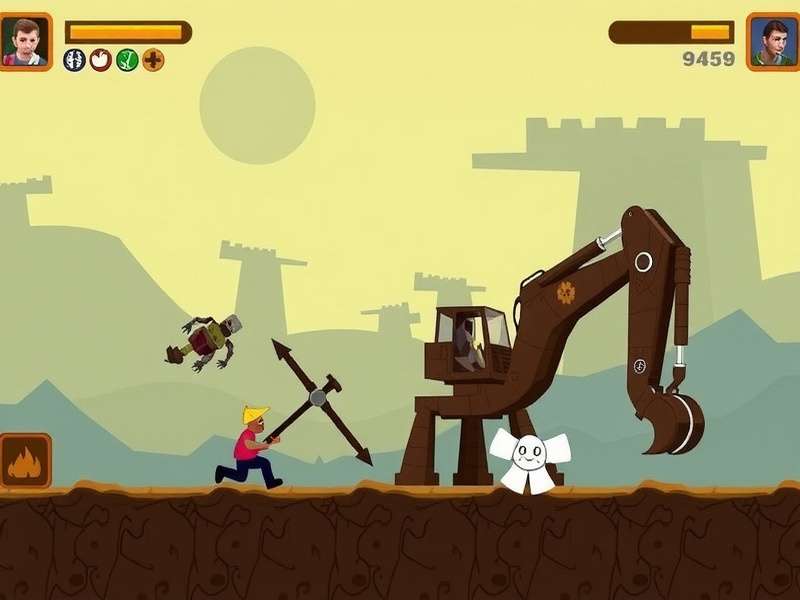 Temple Run The Digger Incident chaotic gameplay scene with the giant digger machine chasing the runner