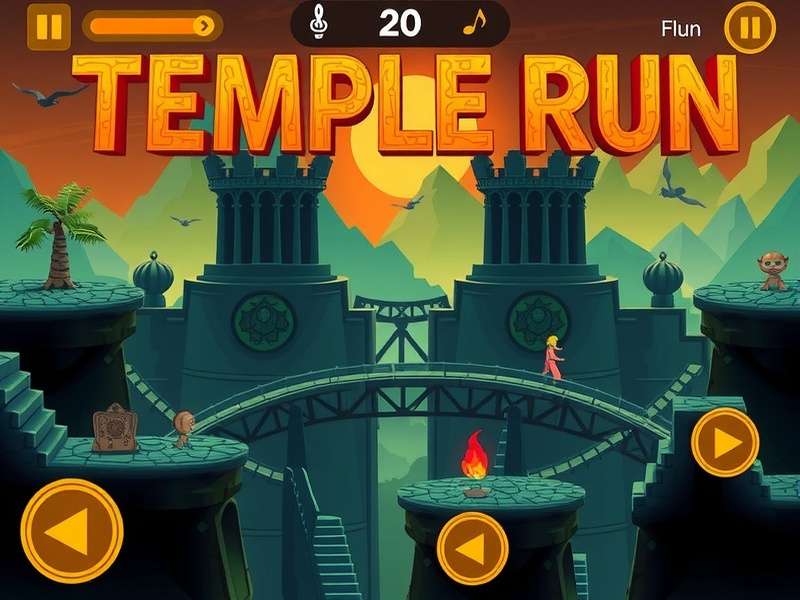 Person playing Temple Run on a smartphone with headphones, immersed in the game's audio