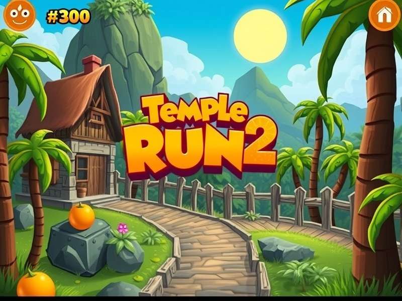 Gameplay screenshot of Temple Run 2 Annoying Orange showing orange character running through temple
