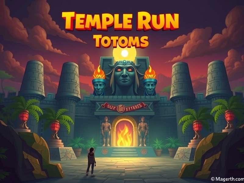 Temple Run totems chasing the player in a jungle setting