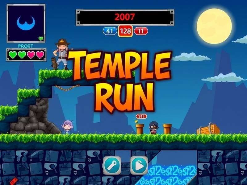 Temple Run error screen on a handheld device showing a crash dialog