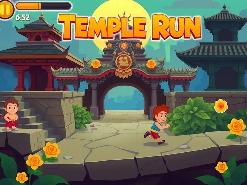 Gameplay screenshot of Temple Run from Unblocked Games 66 website showing the character running on a temple path
