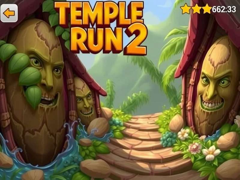 Temple Run 2 gameplay screenshot showing the runner dodging obstacles in a jungle temple