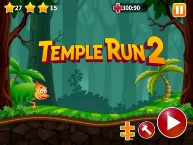Temple Run 2 gameplay on Windows 7 PC with ancient temple background