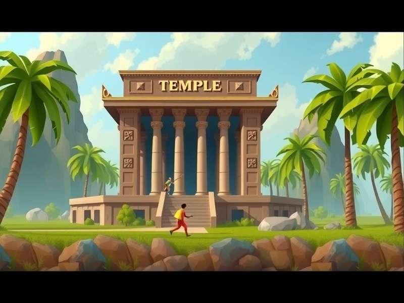 Temple Run game running on a Windows 10 laptop with high-score display