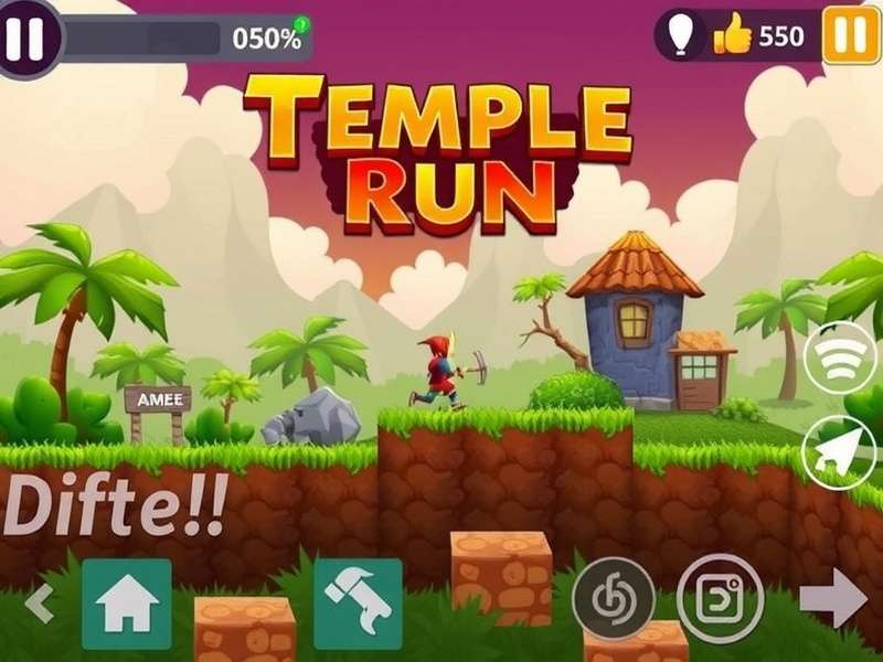 Temple Run gameplay on Android phone showing the iconic temple runner character