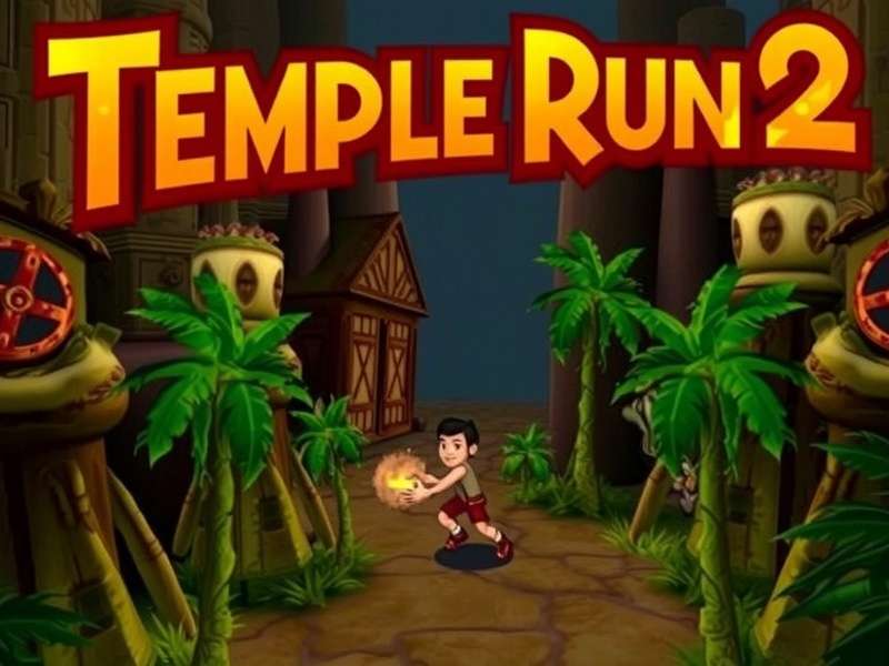 Temple Run 2 gameplay running through ancient temple ruins with obstacles