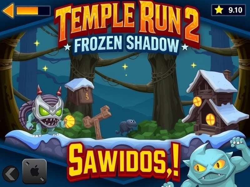 Temple Run 2 Frozen Shadow Mod Apk gameplay screenshot showing frozen shadow character with unlimited coins